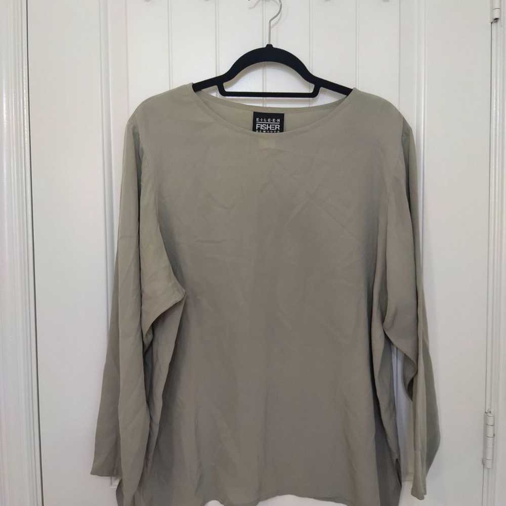 Muted grey green silk vintage elieen Fischer tunic - image 4