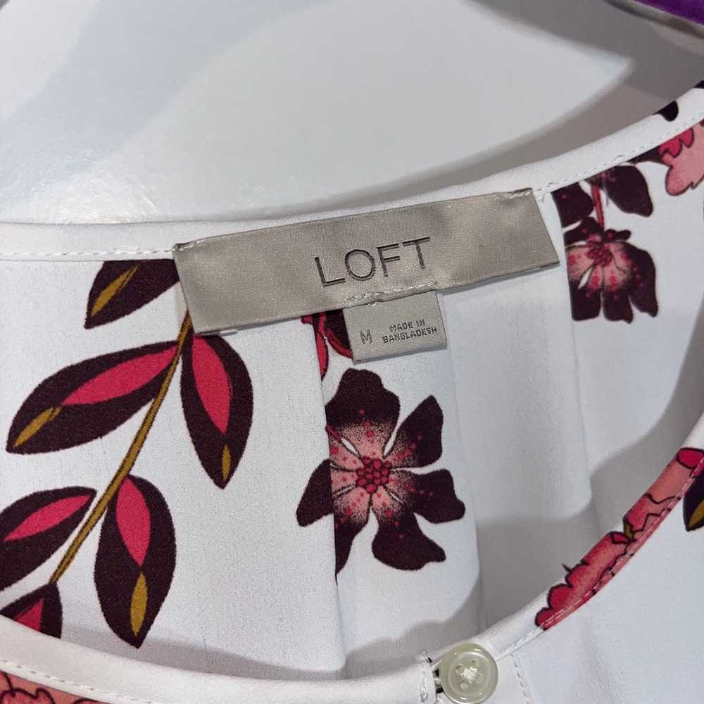 Ann Taylor LOFT  Top White Floral Print Blouse Ke… - image 12