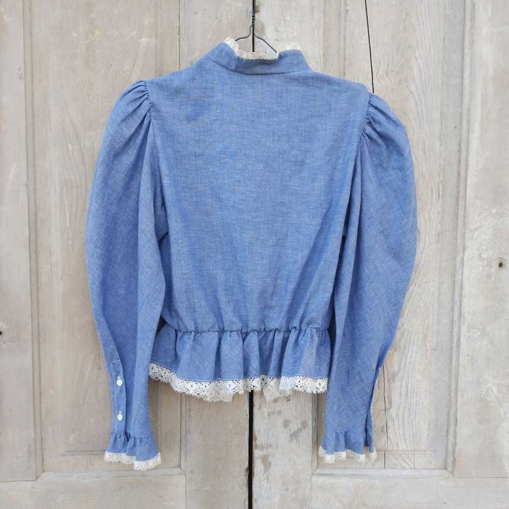 Vintage Chambray Denim and Lace Blouse - image 4