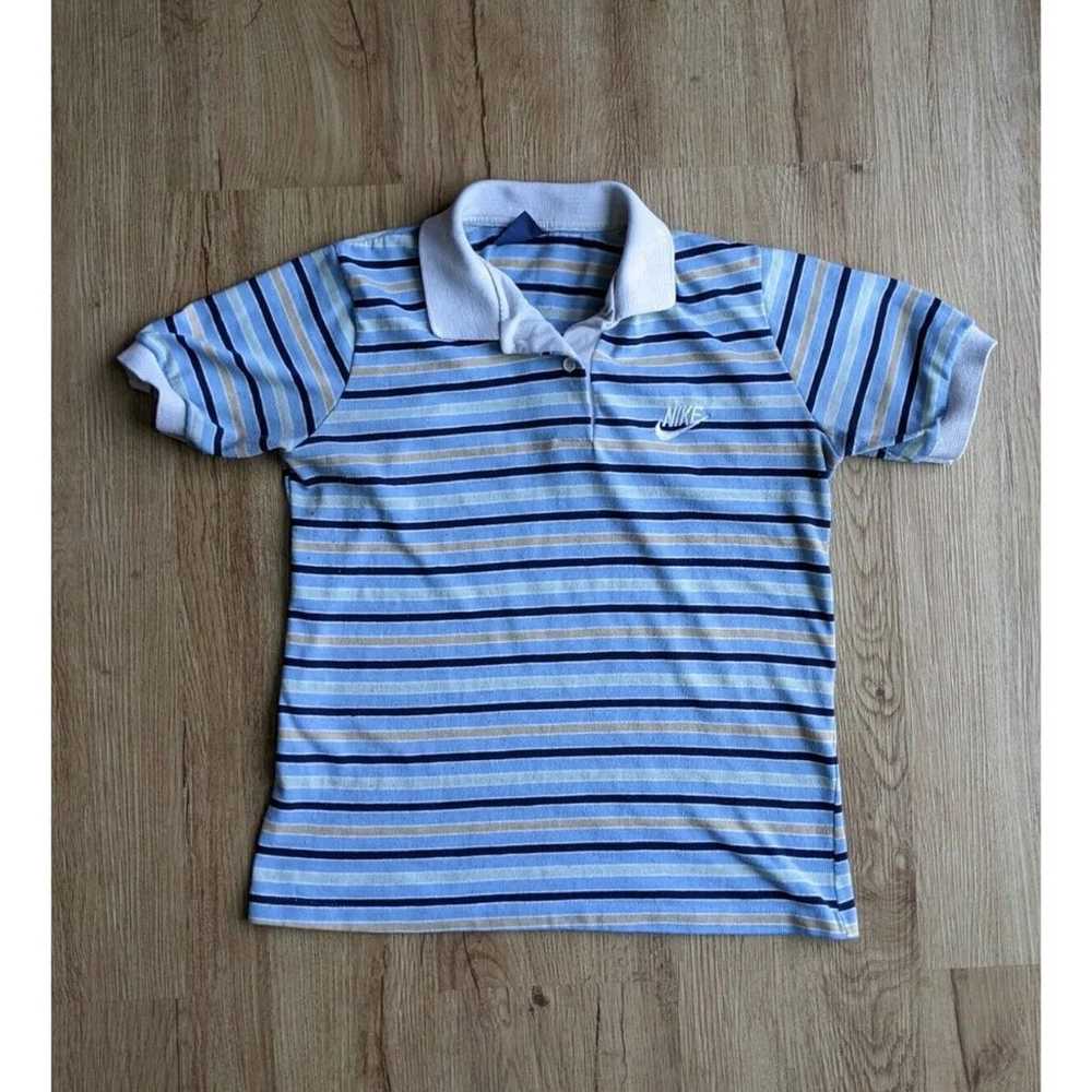 VINTAGE 1980's Women's NIKE STRIPED POLO SHIRT Si… - image 2