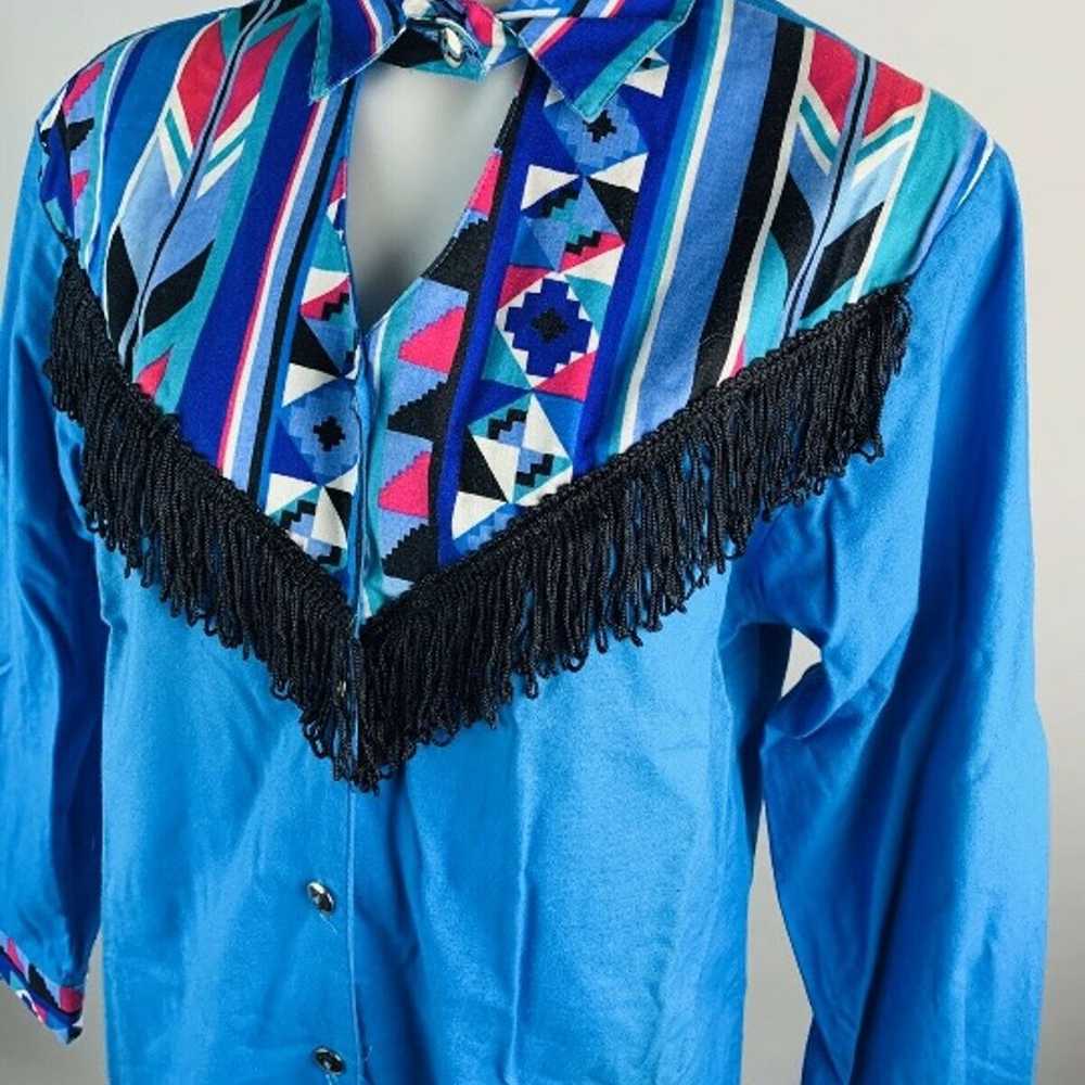 VTG 90s Western Button Down Fringe Shirt - image 4