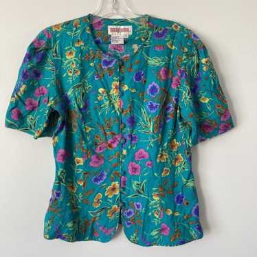 Vintage Maggy London Floral Print Blouse