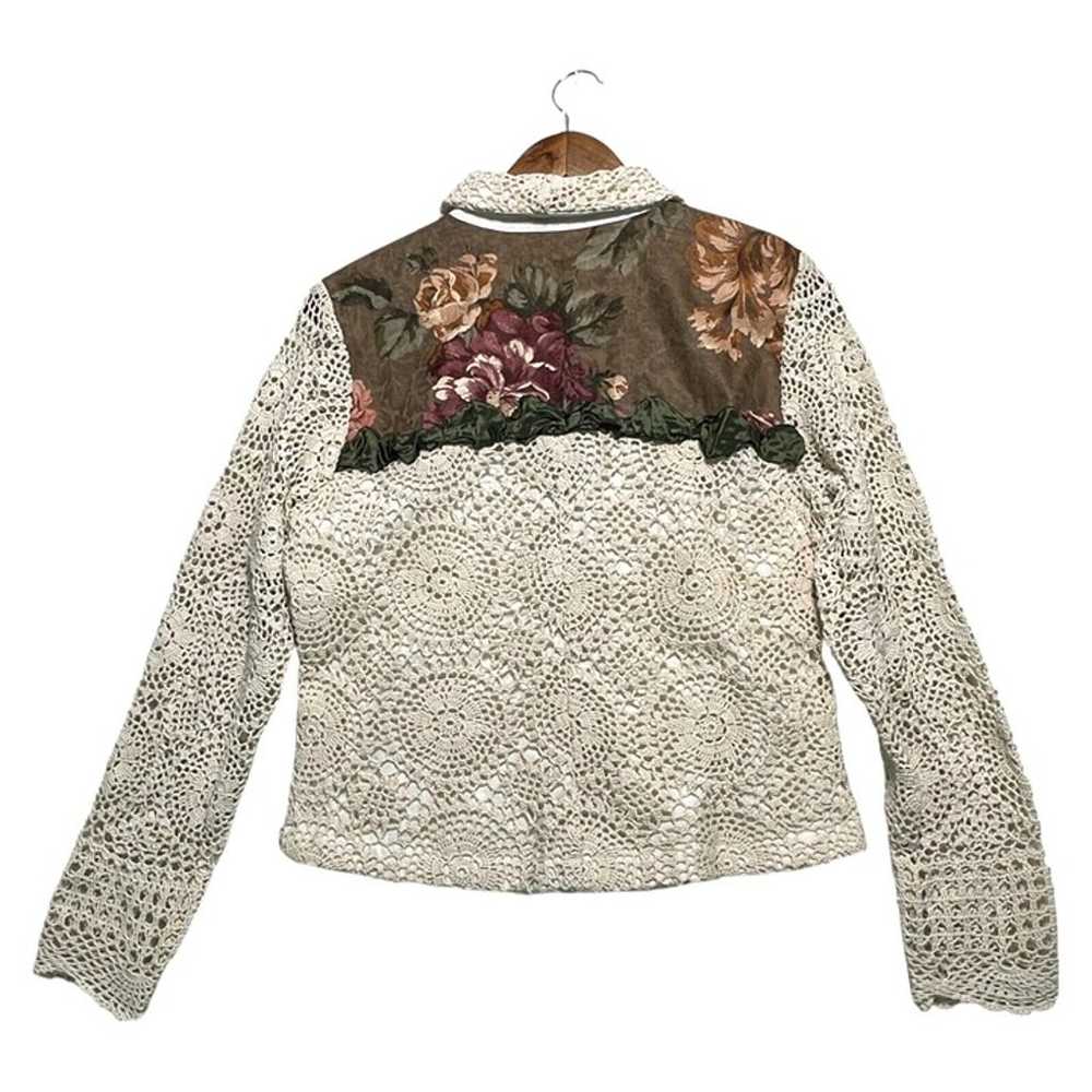 Vintage E. Clair Crochet Floral Tapestry Jacket W… - image 3