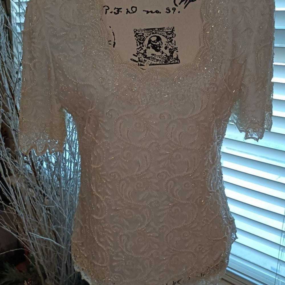 Vintage sequin and pearl fancy Blouse - image 1