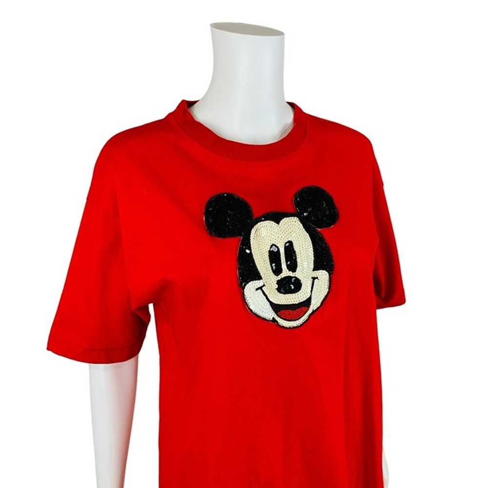 Vintage Sequin Mickey Mouse Tee Face Red Graphic … - image 6