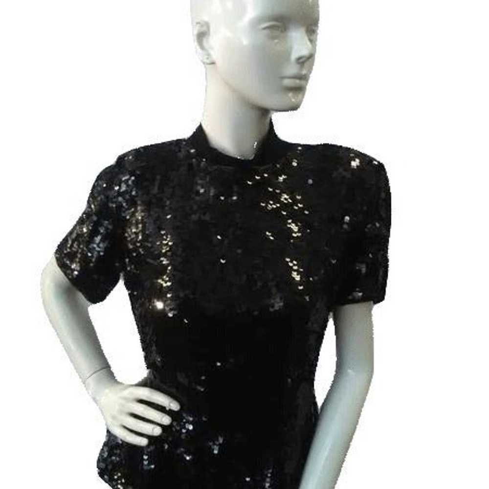 Victor Costa 70's Top Black Sequins Size 10 SKU 0… - image 1