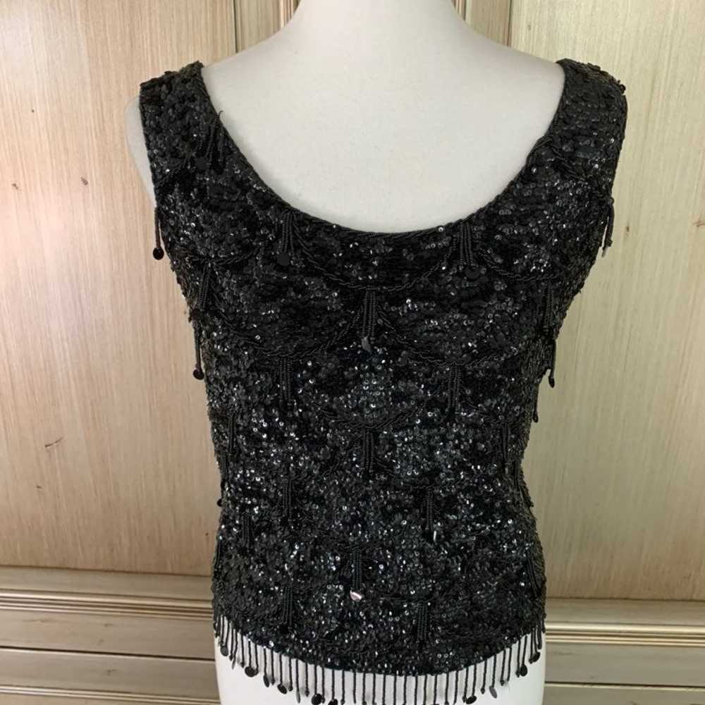 Vintage American beaded vest/blouse blac - image 1