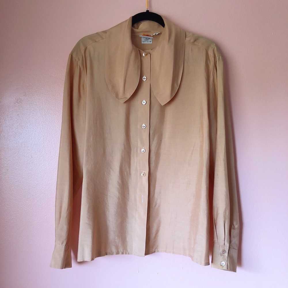 Vintage Peach Silk Neck Tie Blouse - image 2