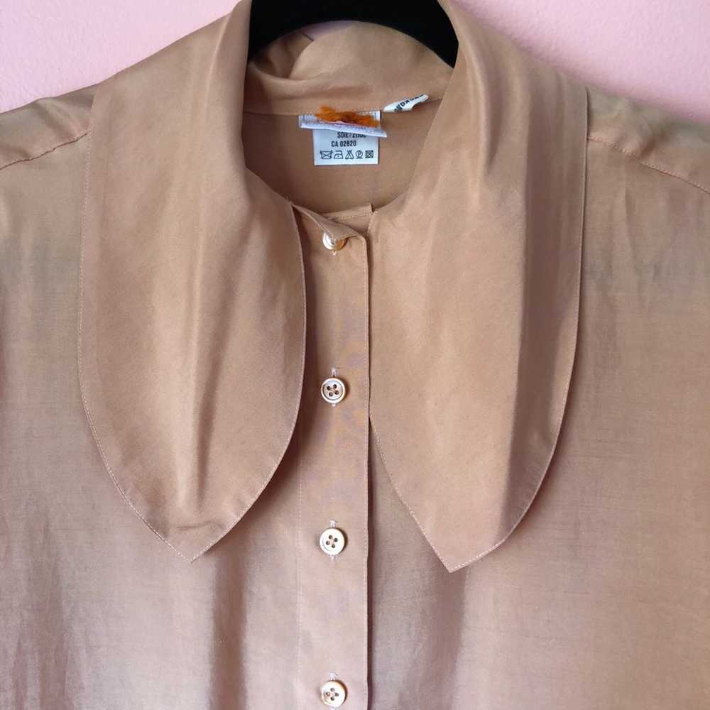 Vintage Peach Silk Neck Tie Blouse - image 4