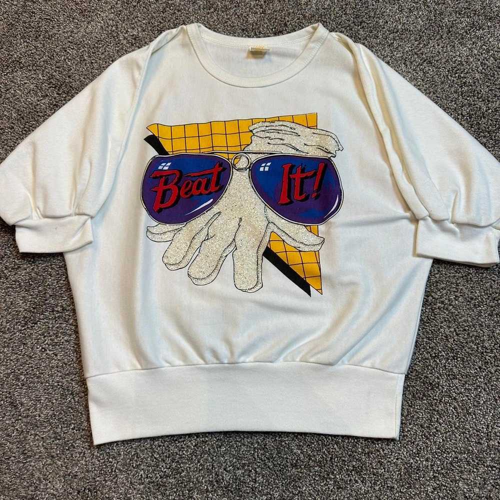 Vintage 80s Michael Jackson Beat It Short Sleeve … - image 1