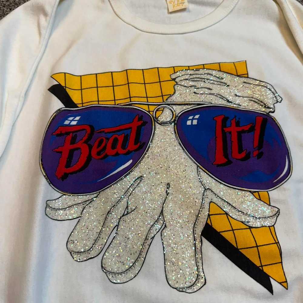 Vintage 80s Michael Jackson Beat It Short Sleeve … - image 2