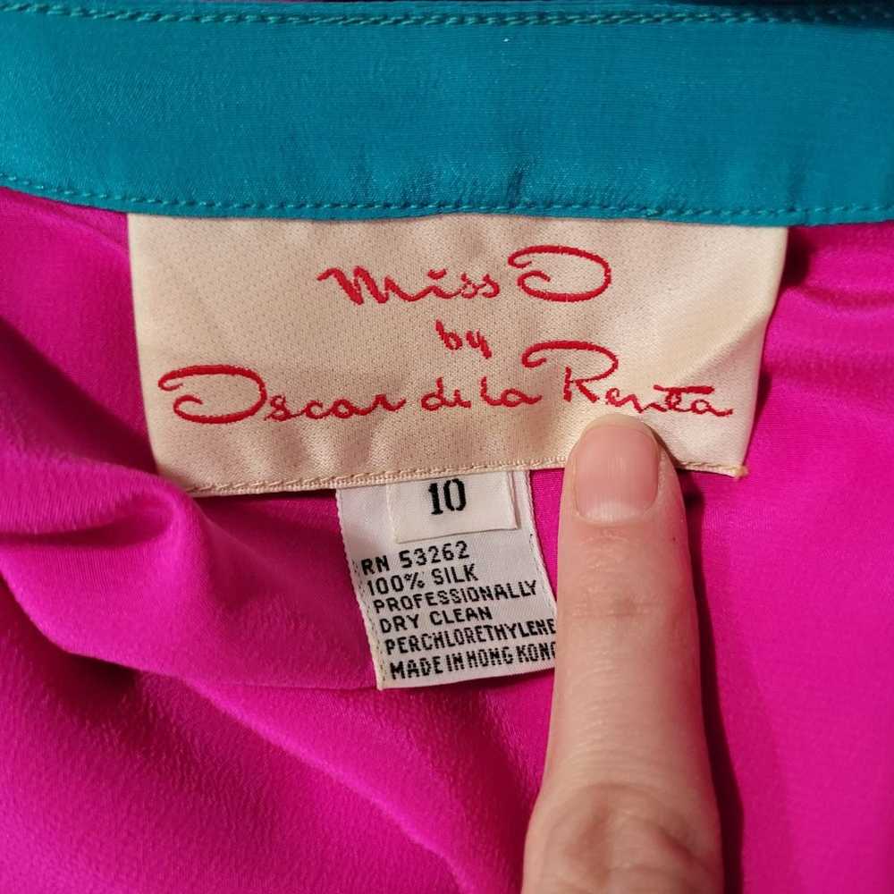 Vintage Miss O Oscar De La Renta Silk Pink & Teal… - image 2