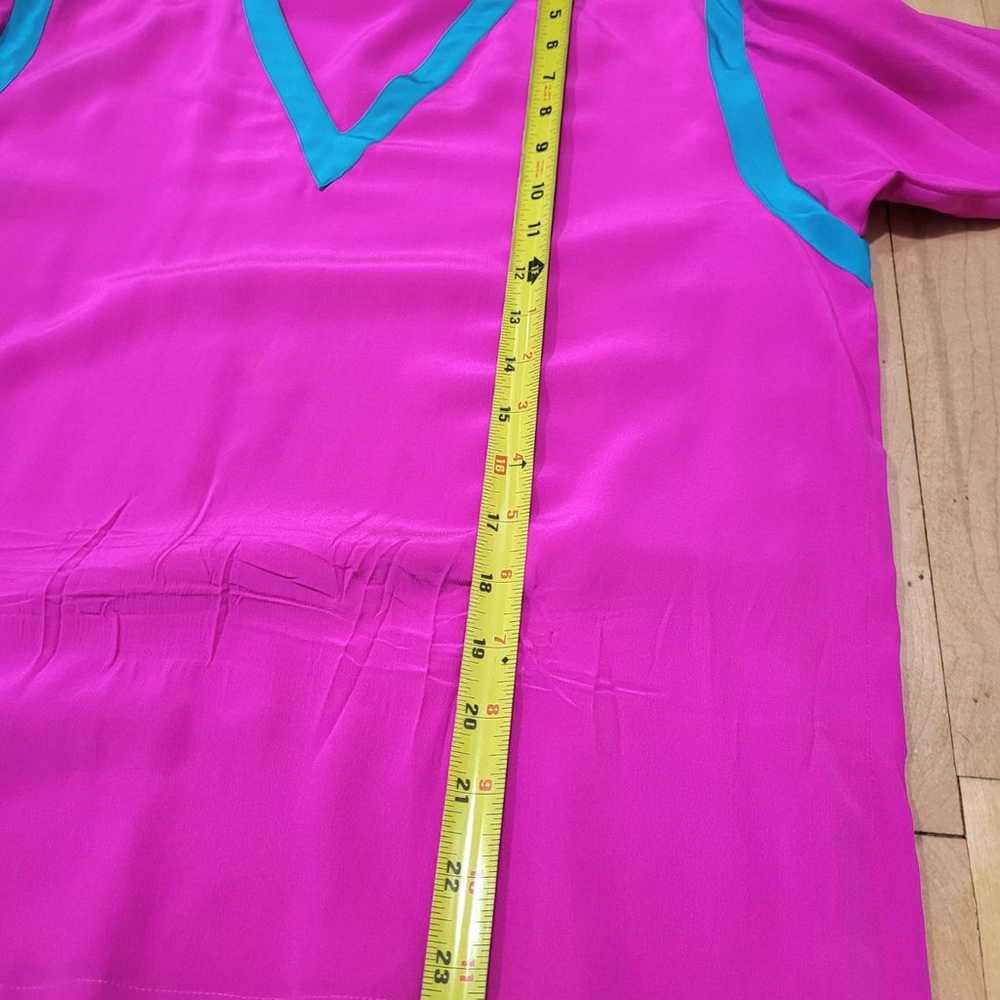 Vintage Miss O Oscar De La Renta Silk Pink & Teal… - image 6