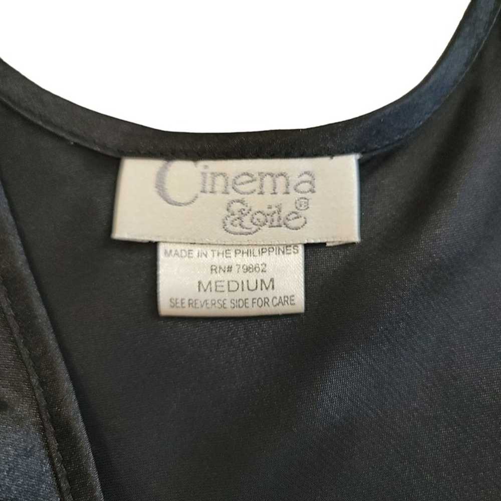 Cinema Etoile vintage black silky satin embroider… - image 3