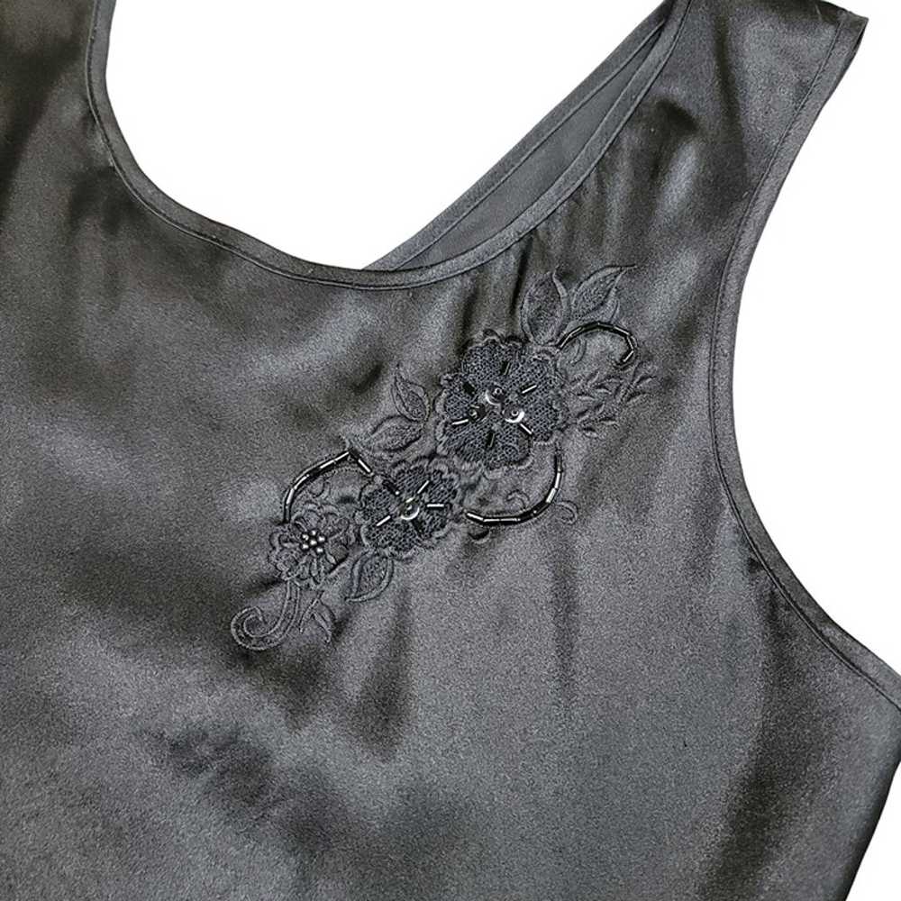 Cinema Etoile vintage black silky satin embroider… - image 4