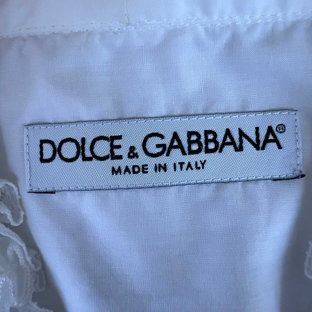 Vintage Dolce & Gabbana White Ruffle Tuxedo Blous… - image 11