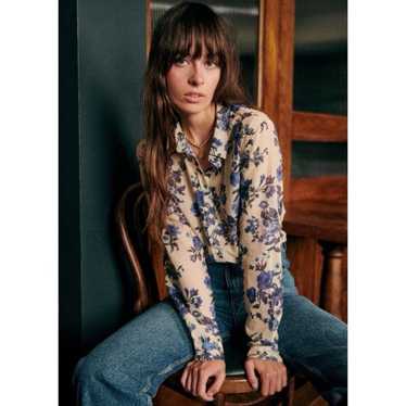 Sezane Top Pierro Long-Sleeve Button-Down Silk Sh… - image 1