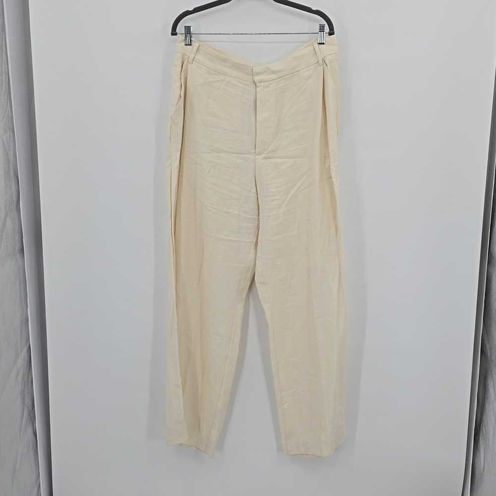 Zara Wide Leg Flowy Pleated Pants Cream Color Siz… - image 1