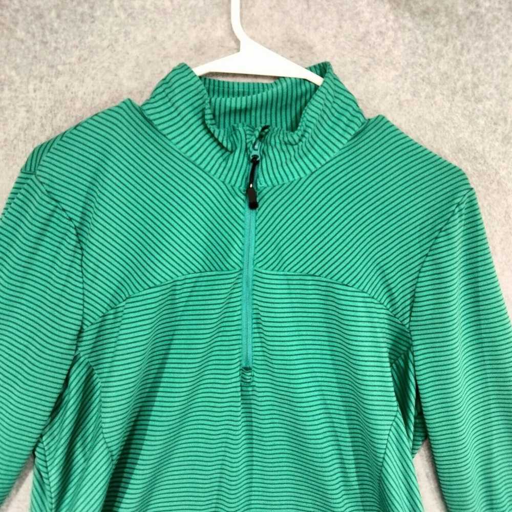 Eddie Bauer 1/2 Zip Pullover Wmns L Green Striped… - image 2