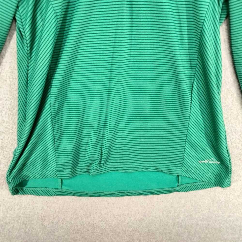 Eddie Bauer 1/2 Zip Pullover Wmns L Green Striped… - image 3