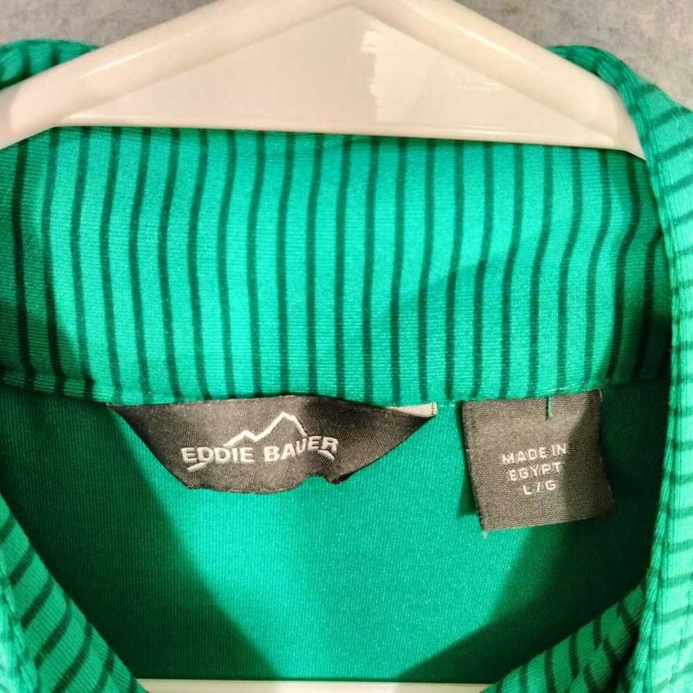 Eddie Bauer 1/2 Zip Pullover Wmns L Green Striped… - image 7