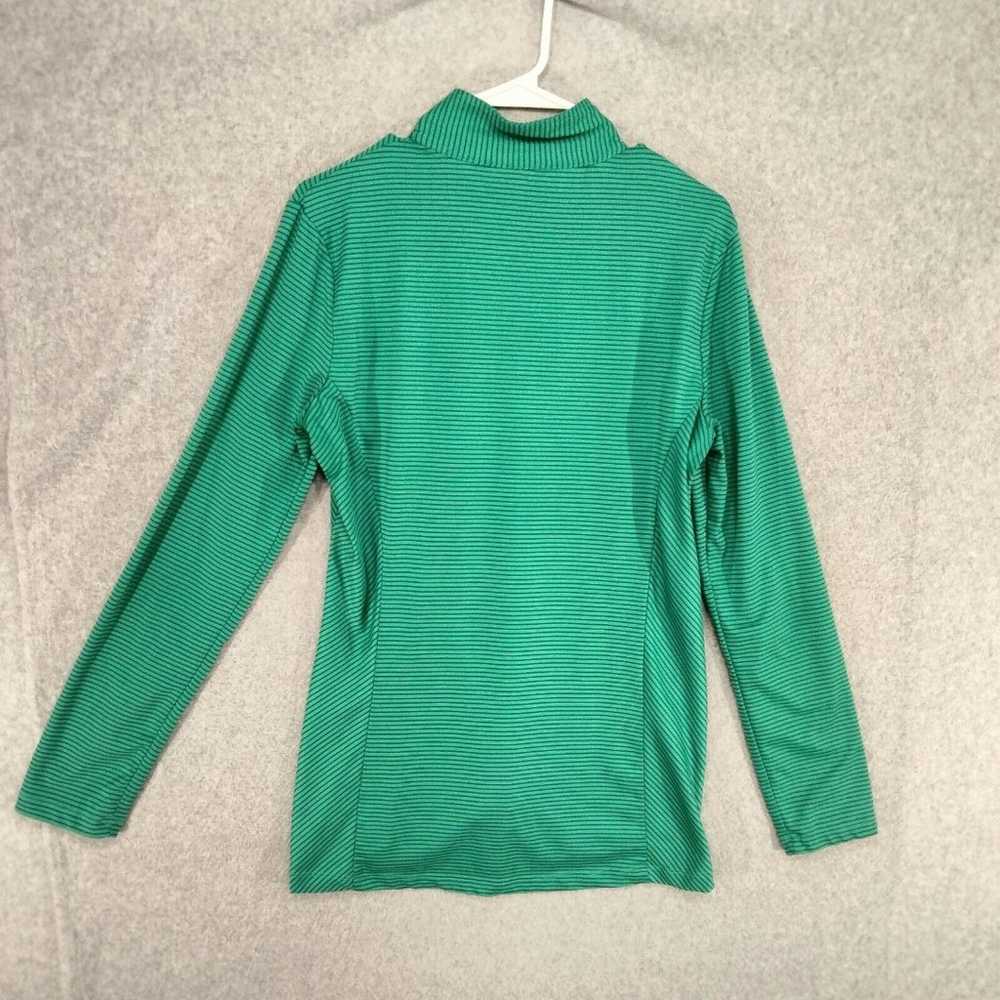 Eddie Bauer 1/2 Zip Pullover Wmns L Green Striped… - image 9