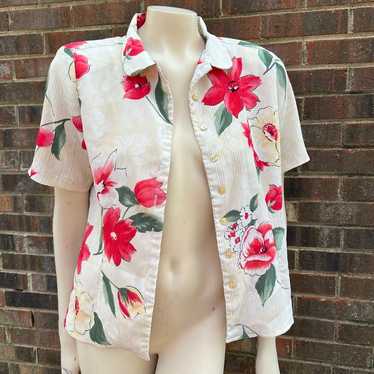 Kathie lee vintage womens short sleeve floral col… - image 1