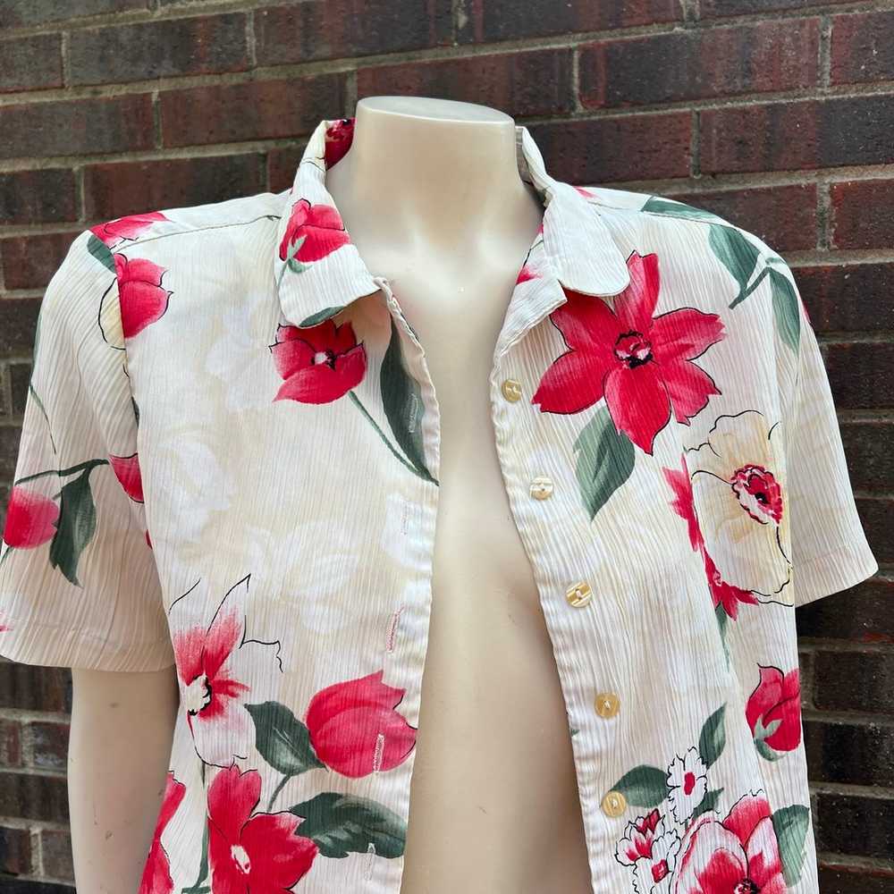 Kathie lee vintage womens short sleeve floral col… - image 2