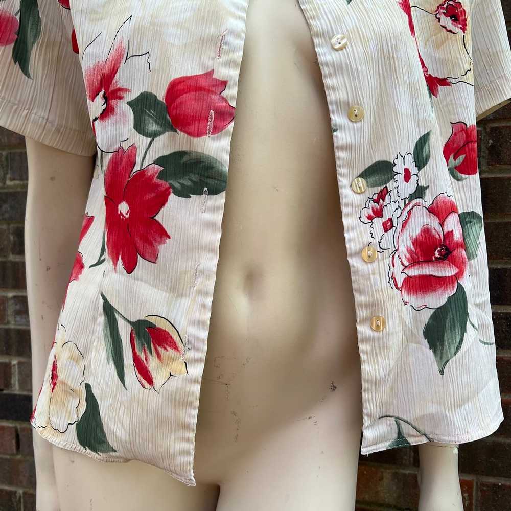 Kathie lee vintage womens short sleeve floral col… - image 3