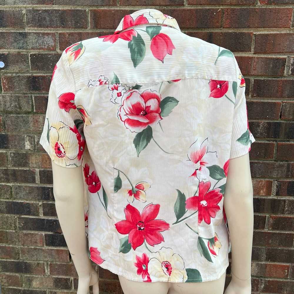 Kathie lee vintage womens short sleeve floral col… - image 4