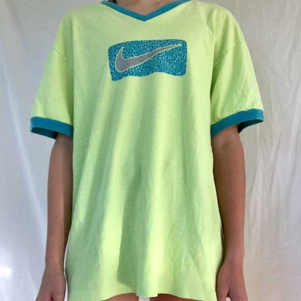 Gray tag vintage nike v-neck tee - image 1