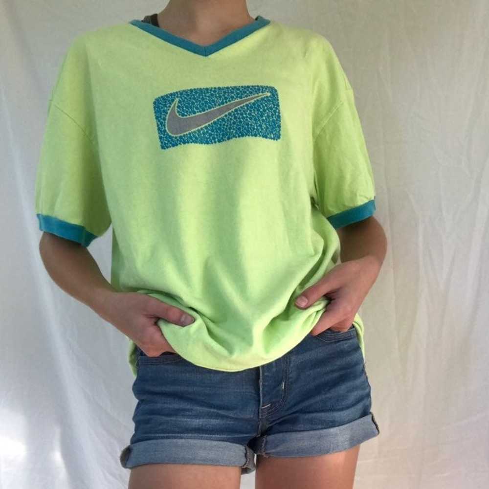 Gray tag vintage nike v-neck tee - image 3