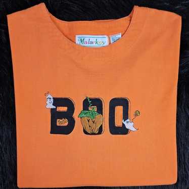 Vintage Malarkey Halloween Boo Orange 3/4 Sleeve … - image 1