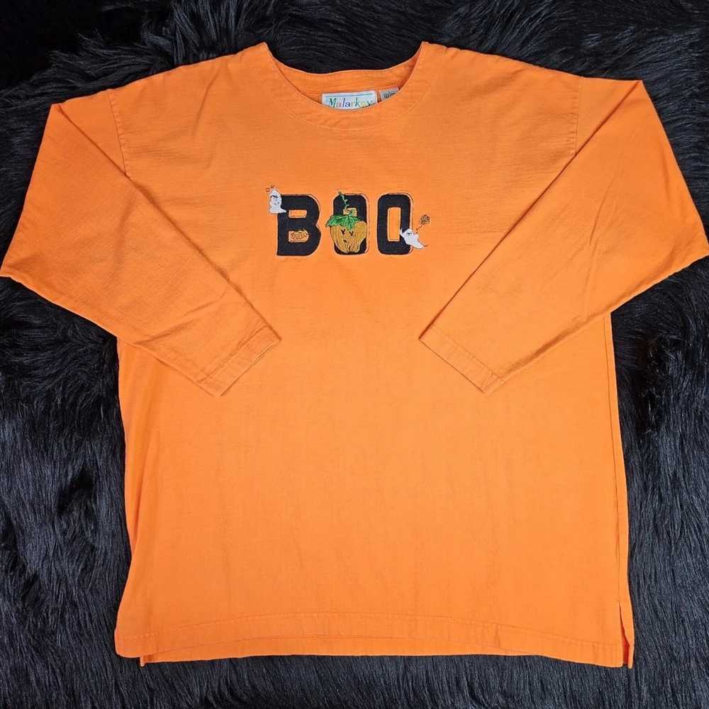 Vintage Malarkey Halloween Boo Orange 3/4 Sleeve … - image 2