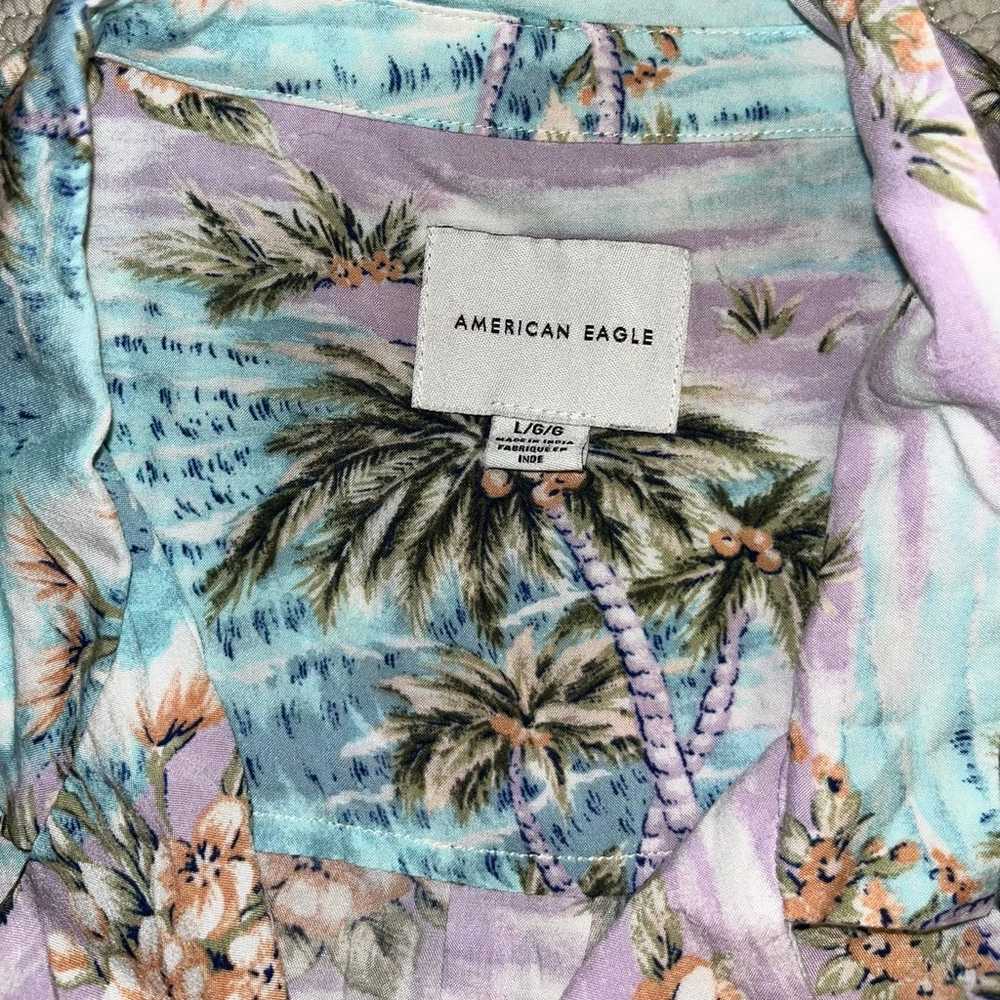 American Eagle Crop Button Up Tropical Tie Front … - image 2