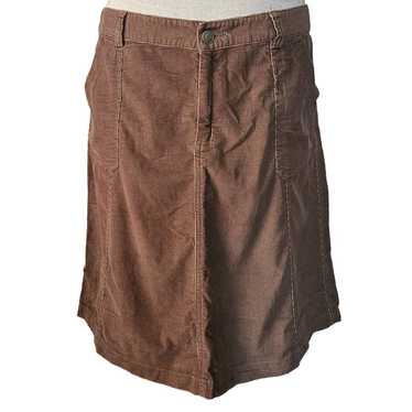 Eddie Bauer Brown Corduroy Knee Length Skirt Size… - image 1