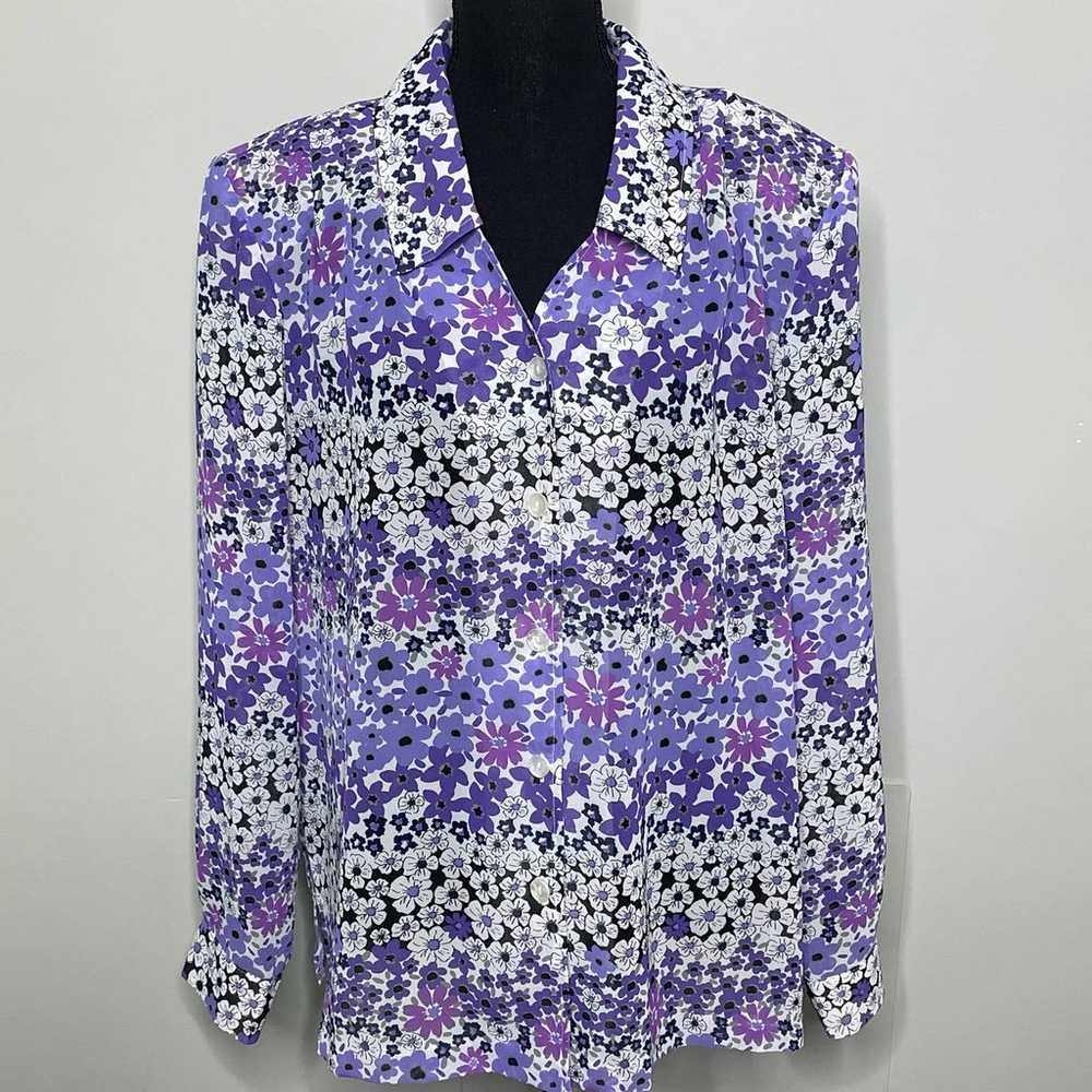 Blair Women's Vintage Floral Blouse Long Sleeve B… - image 1