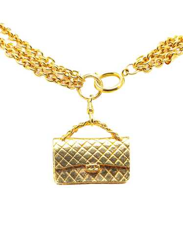 Chanel Gold Chanel Classic Flap Bag 3-Strand Neck… - image 1