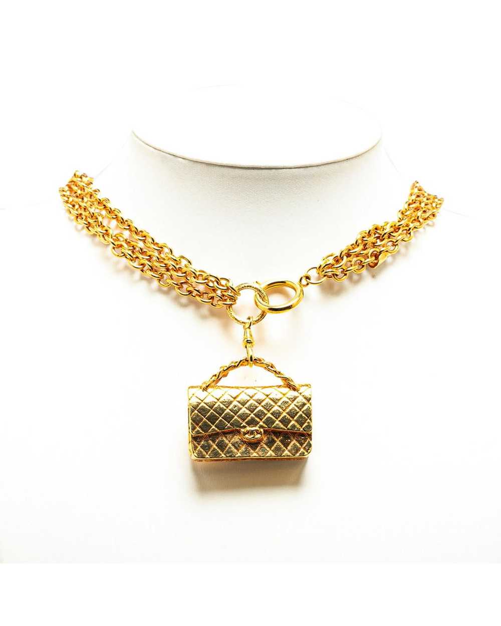 Chanel Gold Chanel Classic Flap Bag 3-Strand Neck… - image 4