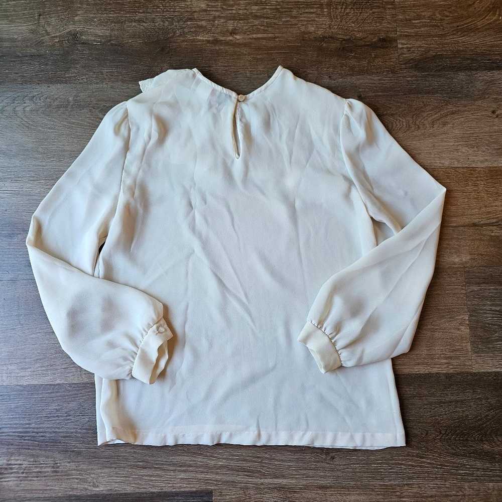 Vintage Joseph II sheer ivory blouse with embroid… - image 10