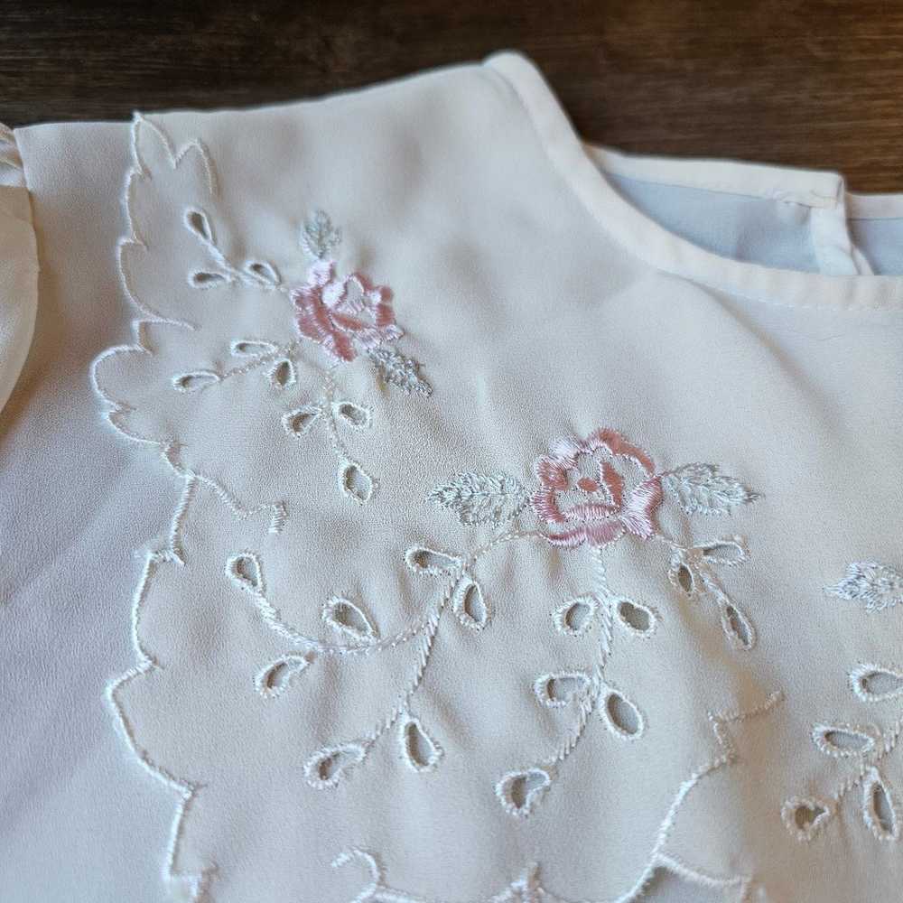 Vintage Joseph II sheer ivory blouse with embroid… - image 5