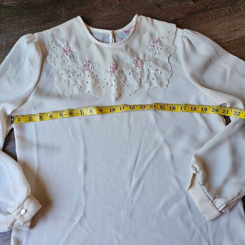 Vintage Joseph II sheer ivory blouse with embroid… - image 7