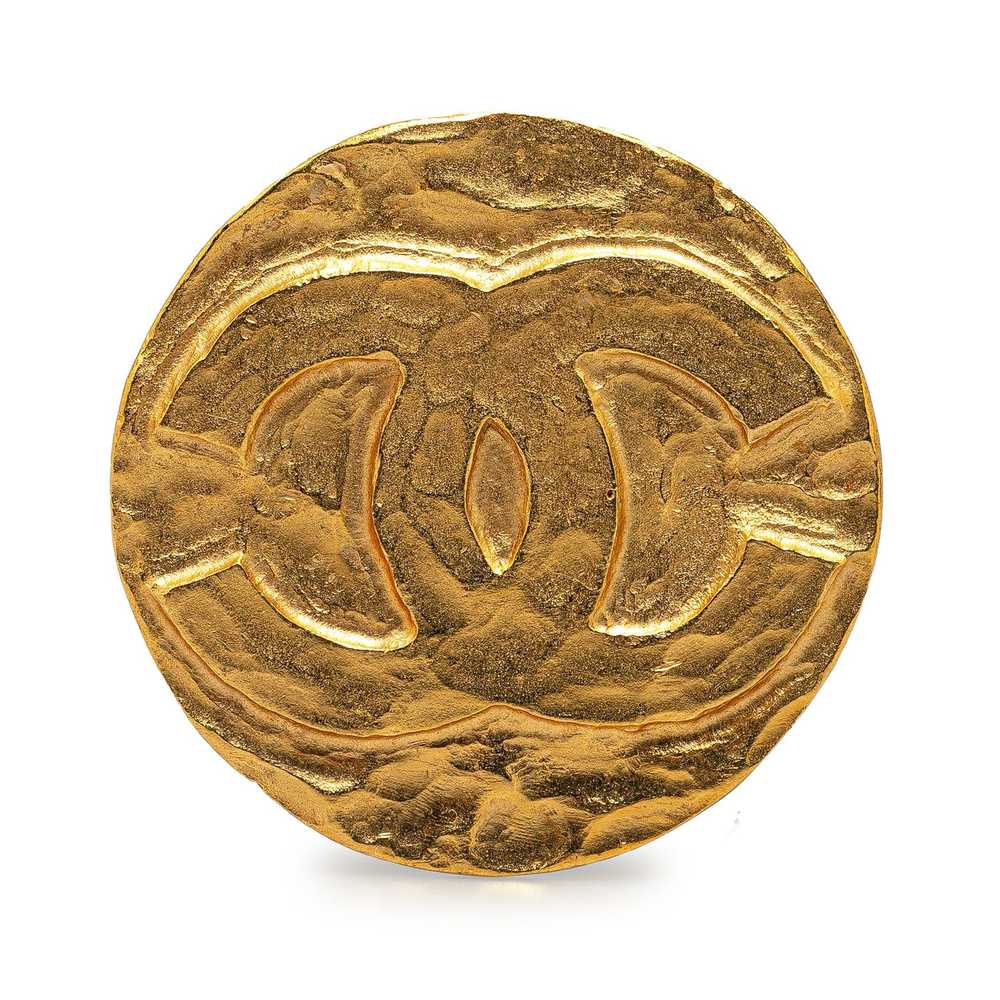 Chanel Chanel Gold Plated CC Round Brooch - image 1