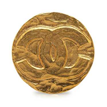 Chanel Chanel Gold Plated CC Round Brooch - image 1