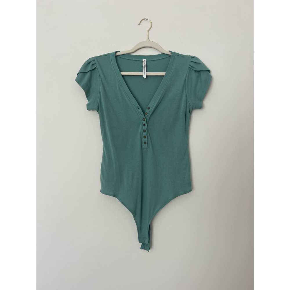 Free People Cascaoa Teal Henley Bodysuit - image 1