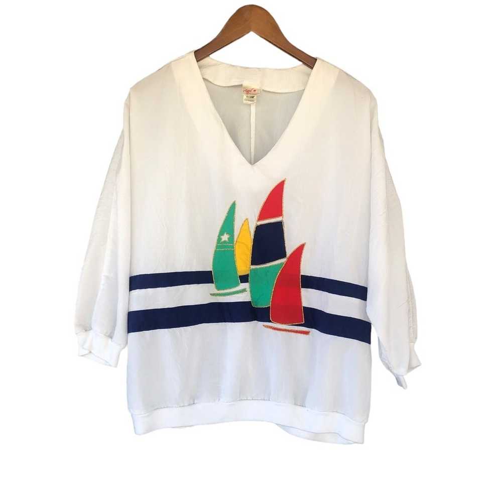 Vintage 80s /90s leisure sail boat top coastal gr… - image 1