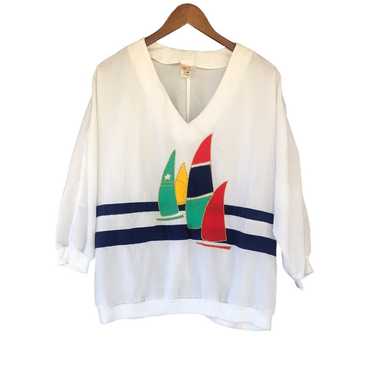 Vintage 80s /90s leisure sail boat top coastal gr… - image 1