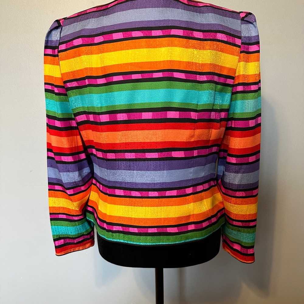 Vintage 80s Women Silk Blouse Maggy London Stripe - image 2