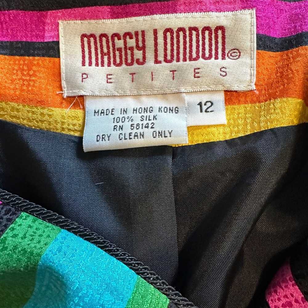 Vintage 80s Women Silk Blouse Maggy London Stripe - image 4