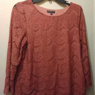 Adrianna Papell Lace Blouse Size L - image 1